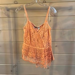 Orange lace tank